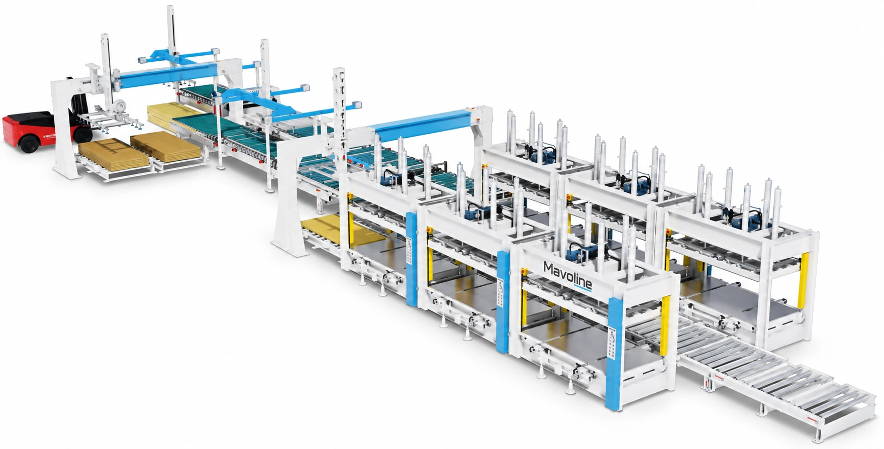 MV-LC-200 — Linha automática de composição com prensagem a frio