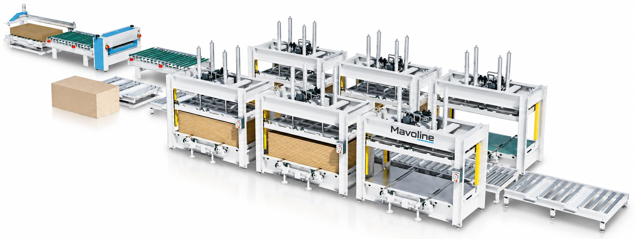 MV-LC-210 — Linha de colagem e prensagem a frio